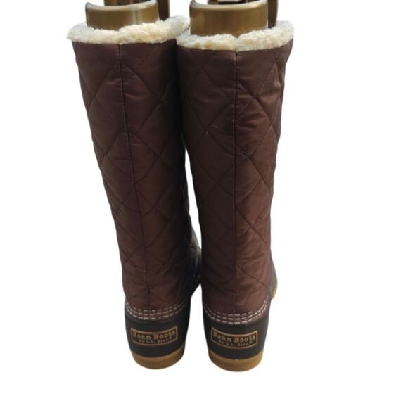 Brown L.L Bean slip on Quilted Shearling lined Boots - Picture 5 of 9